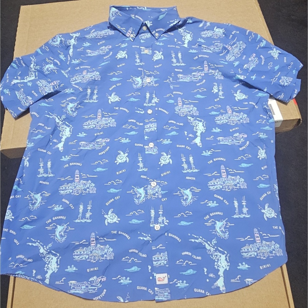 Vineyard Vines Men Classic Fit Murray Carribean Casual Button Down Shirt Size XL